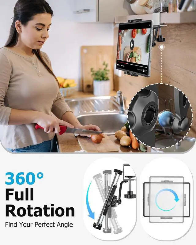 Alt view image 4 of 7 - Kitchen Tablet Holder, Under Cabinet iPad Mount - Easy Install & Sturdy