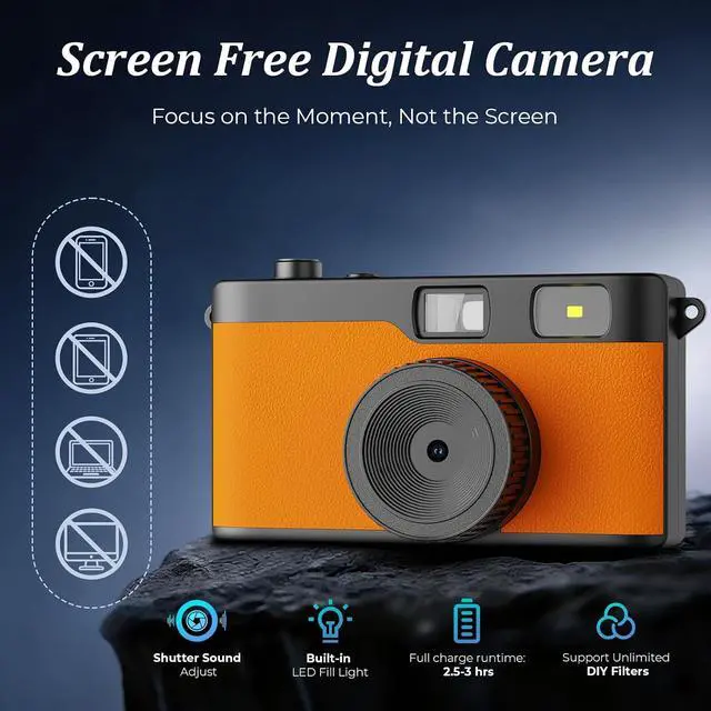 Alt view image 2 of 7 - Vintage Digital Camera, Reusable 12MP Screen Free Retro Digital Camera