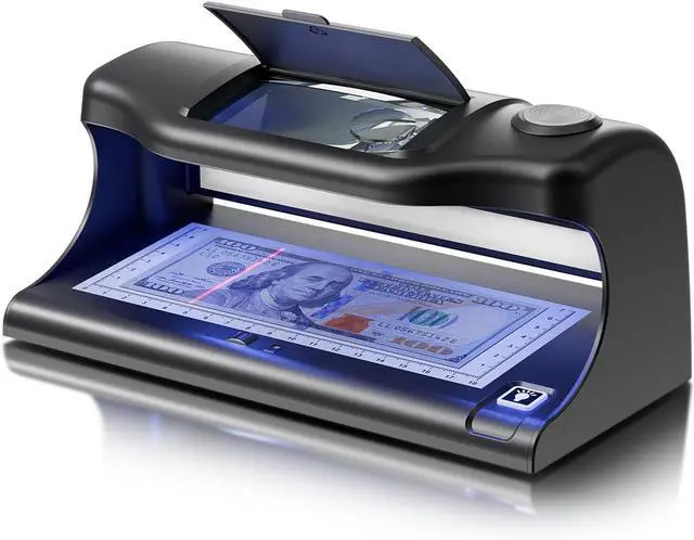 Main image of AL-18 Counterfeit Bill Detector with Dual LED UV Light, 4 Easy Tests of Security Strip, Watermark, Ink, Magnifying, Counterfeit Money Detector Machine, Money Checker of All Currency & Cards