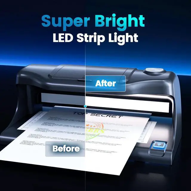 Alt view image 7 of 7 - AL-18 Counterfeit Bill Detector with Dual LED UV Light, 4 Easy Tests of Security Strip, Watermark, Ink, Magnifying, Counterfeit Money Detector Machine, Money Checker of All Currency & Cards
