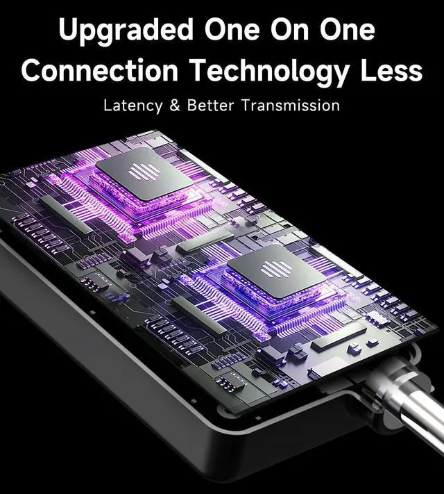 Alt view image 4 of 7 - Wireless Microphone, Rechargeable Wireless Microphones with One-to-One Chip Connection and LED Lights, 40H Duration, 200FT Range Receiving, Less Latency Karaoke Microphone for Singing, Speech, Party
