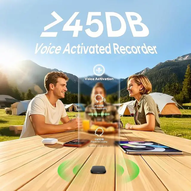 Alt view image 3 of 7 - 136GB (18800 Hour) Double-Sided Magnetic Voice Activated Recorder, Audio Recorder AI Smart Noise Reduction, MP3 & USB-C Digital Voice Recorder, 100H Continuous Recording Device for Meetings/Interviews