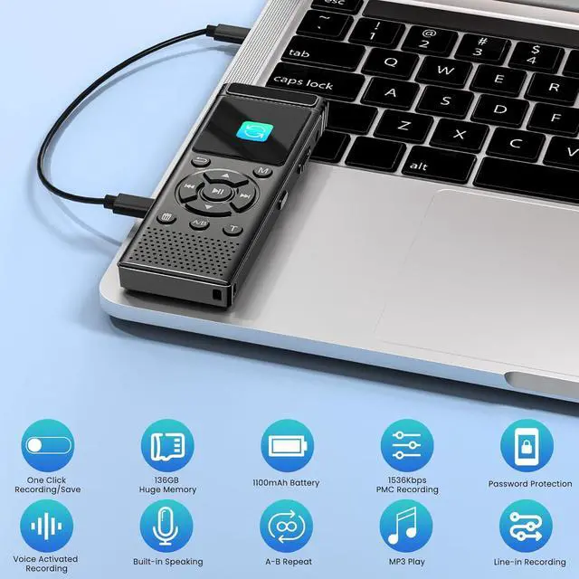 Alt view image 6 of 7 - 136GB Digital Voice Recorder with Playback,9775 Hours Audio Record