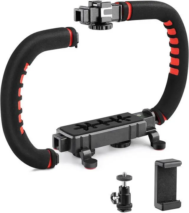 Main image of Camera Smartphone Stabilizer, Handheld Video Grip Rig, Fits for All Camera, Camcorder, DSLR and for All iPhone and Android Smartphones