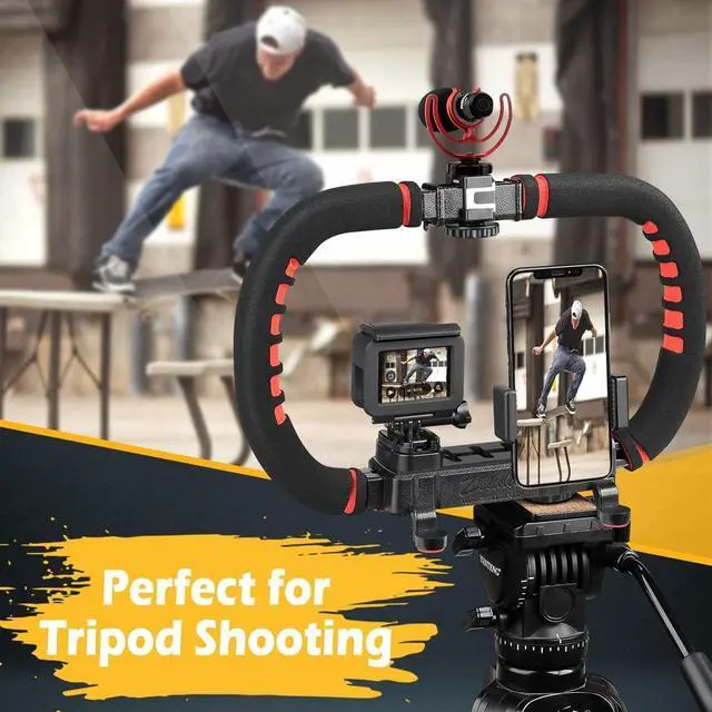 Alt view image 3 of 7 - Camera Smartphone Stabilizer, Handheld Video Grip Rig, Fits for All Camera, Camcorder, DSLR and for All iPhone and Android Smartphones