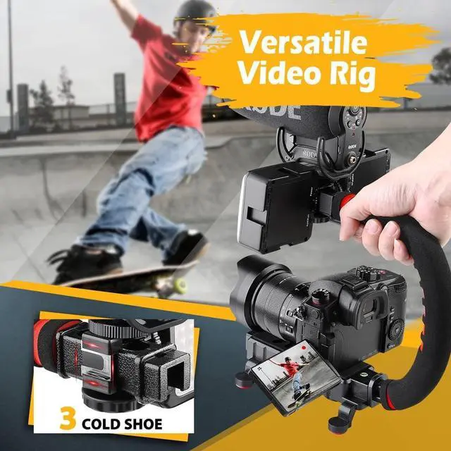Alt view image 4 of 7 - Camera Smartphone Stabilizer, Handheld Video Grip Rig, Fits for All Camera, Camcorder, DSLR and for All iPhone and Android Smartphones