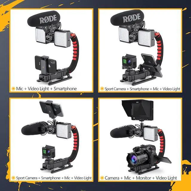 Alt view image 7 of 7 - Camera Smartphone Stabilizer, Handheld Video Grip Rig, Fits for All Camera, Camcorder, DSLR and for All iPhone and Android Smartphones