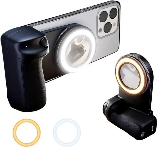 Main image of Magnetic Selfie Ring Light, Rechargeable LED Fill Light with a Mirror for iPhone, Wireless Bluetooth Remote Control for Video Vlog Photo Shooting Acccessory Compatible with Magsafe