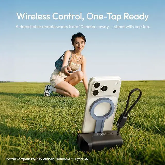 Alt view image 7 of 7 - MG13 Magnetic Phone Grip Power Bank 5000mAh Desktop Stand