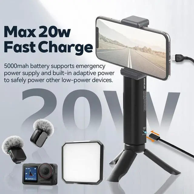 Alt view image 2 of 7 - PA01 Battery Hand Grip for Smartphone/Mirrorless/Action Camera