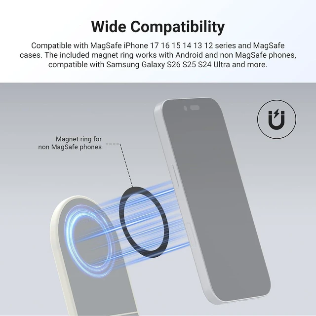 Alt view image 6 of 7 - Magnetic Phone Camera Grip with 2-in-1 Selfie Flash 9W Flash & 3W Bi-Color CRI97+ LED Fill, Ergonomic Holder for iPhone MagSafe/Android Video & TikTok, HS01