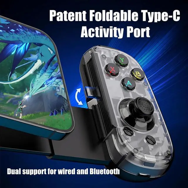 Alt view image 3 of 7 - USB-C Wired & Wireless Mobile Game Controller for iPhone, Android USB-C Phones, PC, Switch - Supports Xbox/PS/Steam Remote Play & Cloud Gaming - Hall Effect Joysticks, Turbo, Vibration