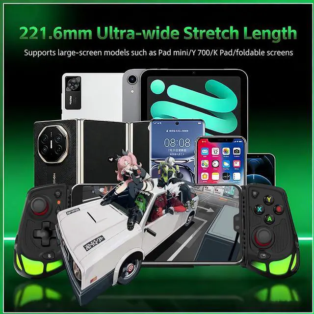 Alt view image 3 of 7 - Phone controller for Android and iPhone15+ (USB-C) Plug & Play, Hall Effect Joystick, Turbo, 4 mapping keys, RBG hollow design, Mobile Gaming Controller-Play Genshin Impact & Call Of Duty