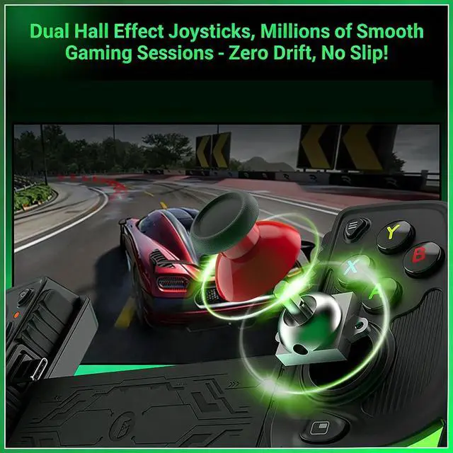 Alt view image 4 of 7 - Phone controller for Android and iPhone15+ (USB-C) Plug & Play, Hall Effect Joystick, Turbo, 4 mapping keys, RBG hollow design, Mobile Gaming Controller-Play Genshin Impact & Call Of Duty