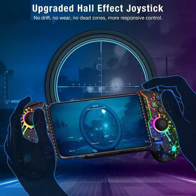 Alt view image 5 of 6 - Mobile Wireless Phone Controller for iphone/Android with Hall Joystick, Mobile Game Controller with Phone Case Support