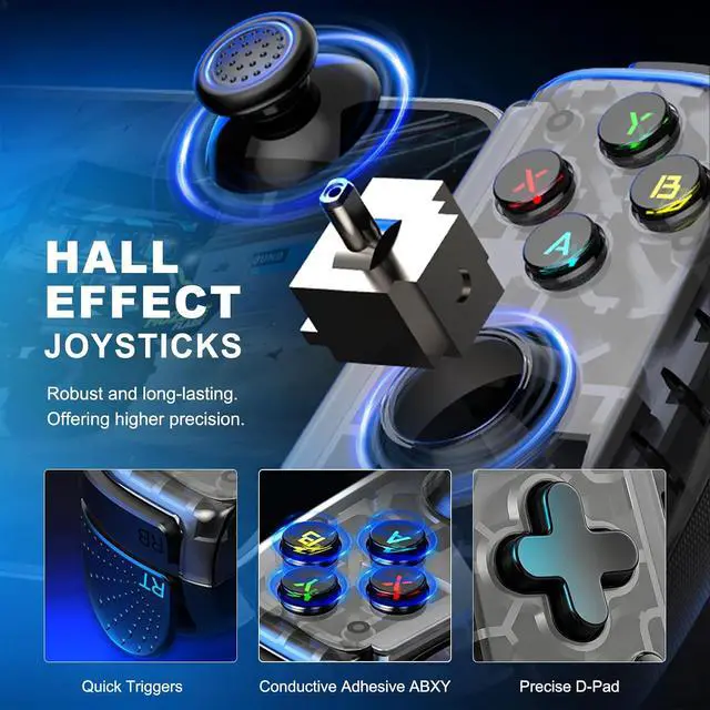 Alt view image 6 of 7 - Mobile Game Controller with USB-C Plug & Play, Wireless & Wired Gamepad for iPhone/Android & Switch with Hall Effect Joysticks/Dual Vibration/Turbo, Supports Cloud Gaming & Streaming (Black)
