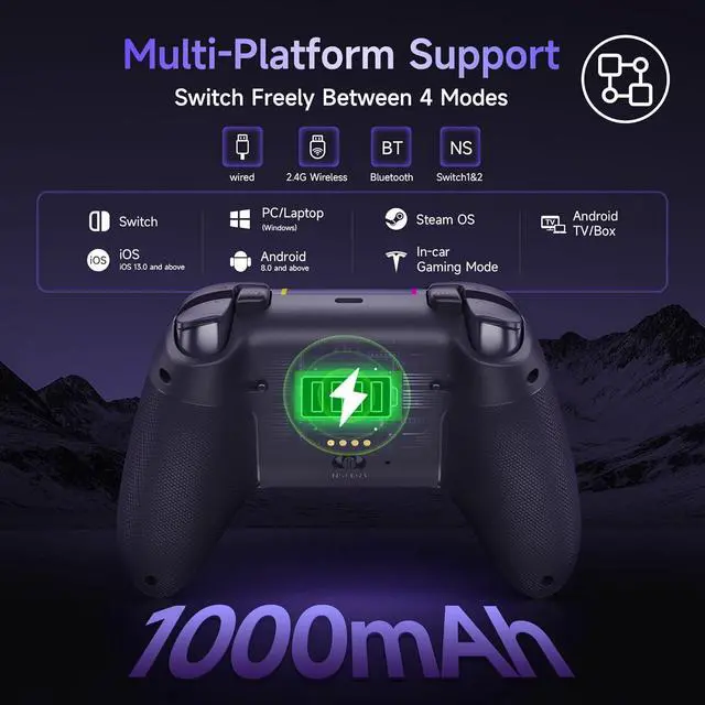 Alt view image 3 of 7 - X05Pro Wireless Gaming Controller for PC, Switch, Android/iOS