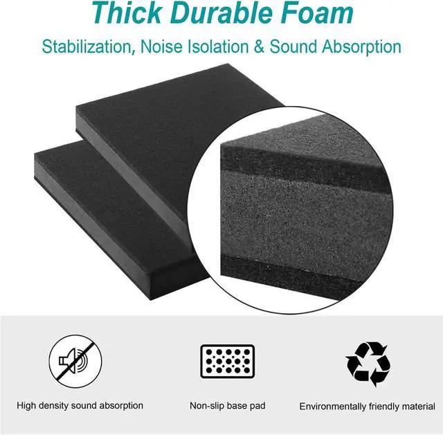 Alt view image 4 of 7 - 2-Pack for 8''- 10'' Studio Monitor Noise Isolation Pads Subwoofer Platform Speaker Riser 3-Layer Acoustic Stand Foam Stereo Vibration Isolation Stabilizer Base (15.5'' x 13'')