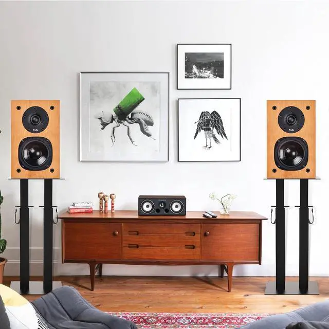 Alt view image 5 of 7 - Universal Speaker Stand Pair, Height Adjustable Speaker Stand 16.7"-29.3"