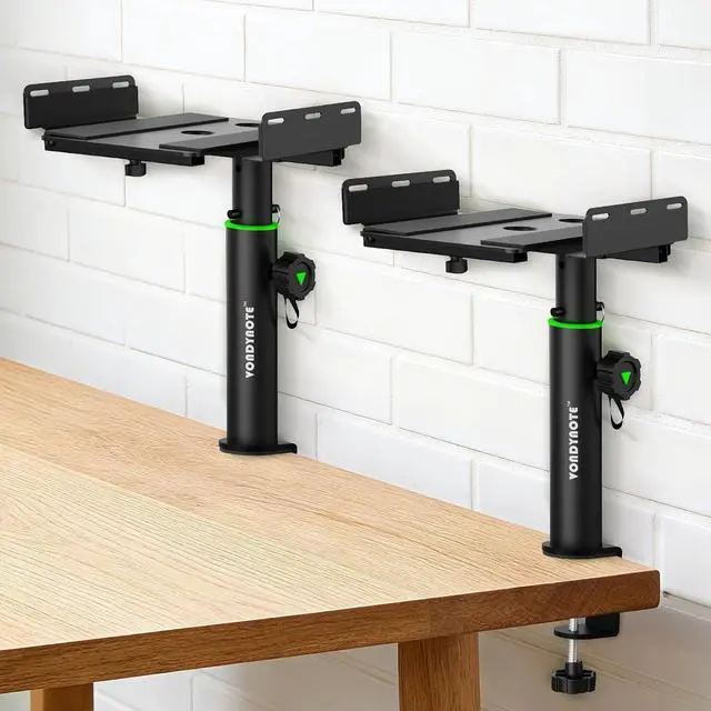 Main image of Dual Side Clamp Desktop Studio Monitor Stands Against The Wall
