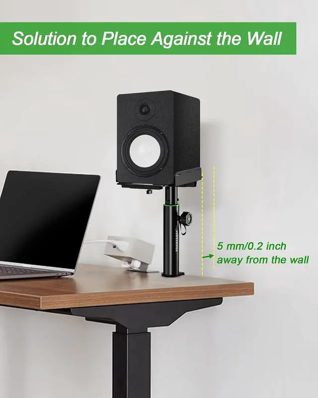 Alt view image 2 of 7 - Dual Side Clamp Desktop Studio Monitor Stands Against The Wall