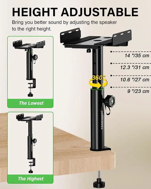 Alt view image 4 of 7 - Dual Side Clamp Desktop Studio Monitor Stands Against The Wall