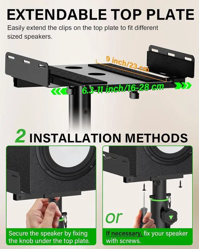 Alt view image 5 of 7 - Dual Side Clamp Desktop Studio Monitor Stands Against The Wall