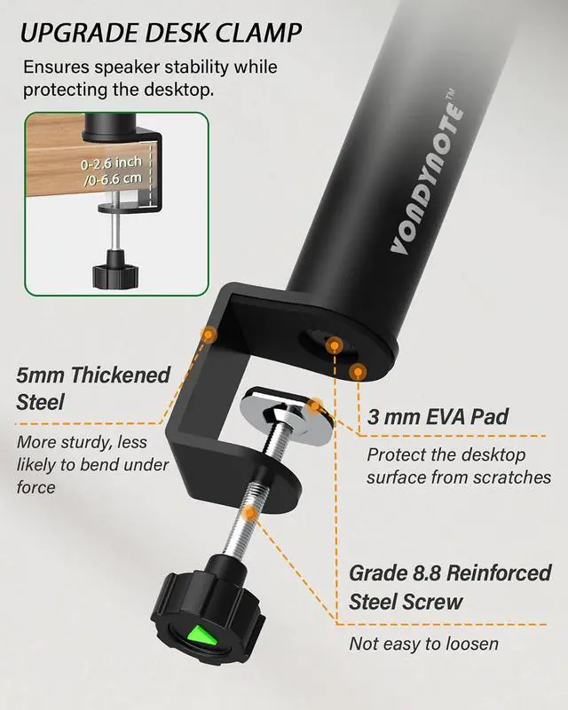Alt view image 6 of 7 - Dual Side Clamp Desktop Studio Monitor Stands Against The Wall