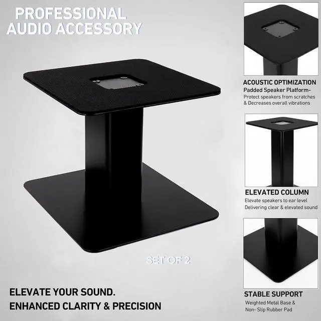 Alt view image 3 of 6 - Tlingt Desktop Speaker Stands Pair, 7"x7" Metal Tray, 6" Tall