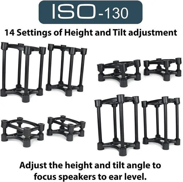 Alt view image 3 of 6 - Iso-Stand Series Speaker Isolation Stands with Height & Tilt Adjustment: Iso-130 (5.1" x 6) Pair