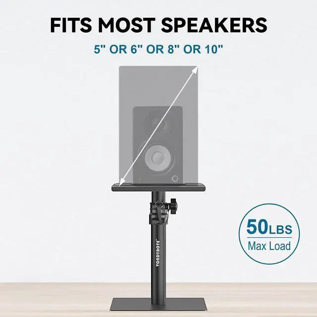 Alt view image 3 of 6 - Set of 2 Desktop Studio Monitor Speaker Stands Bookshelf Speaker Stands