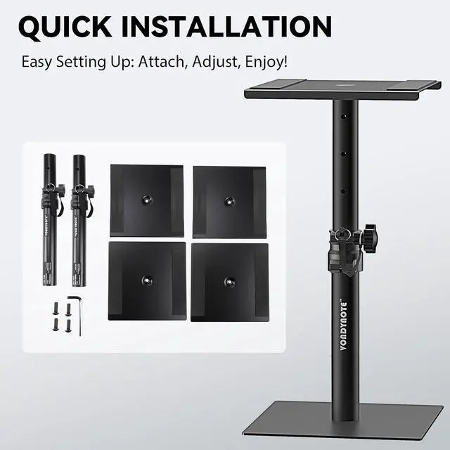 Alt view image 5 of 6 - Set of 2 Desktop Studio Monitor Speaker Stands Bookshelf Speaker Stands