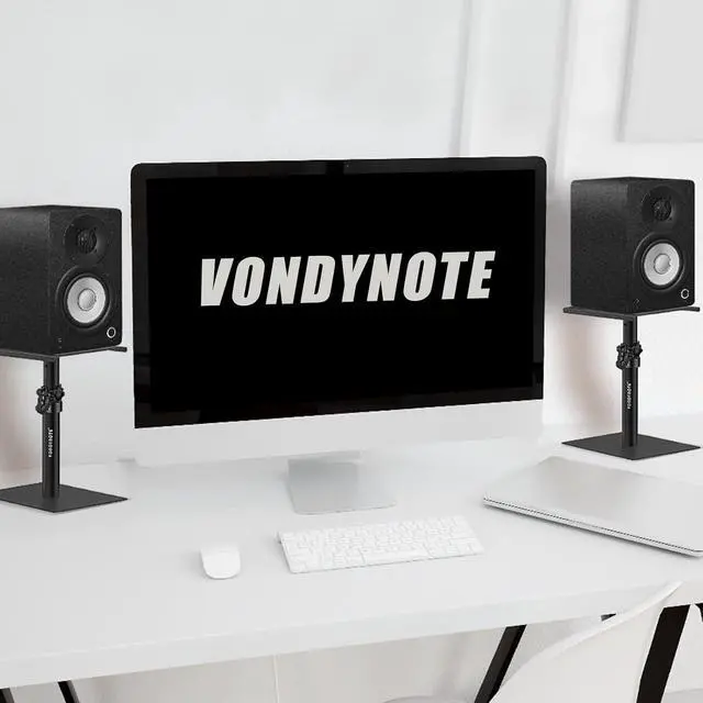 Alt view image 6 of 6 - Set of 2 Desktop Studio Monitor Speaker Stands Bookshelf Speaker Stands