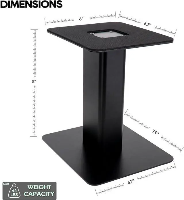 Alt view image 2 of 7 - Tlingt Desktop Speaker Stands Pair, 6"x6.7" Metal Tray, 8" Tall