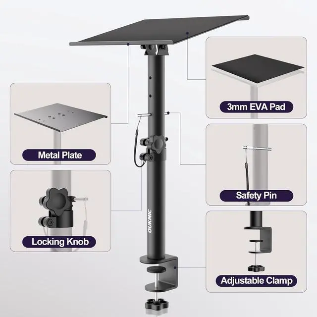 Alt view image 4 of 7 - Clamp On Desktop Studio Monitor Speaker Stands Pair