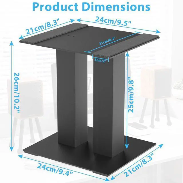 Alt view image 2 of 7 - Desktop Speaker Stands 1 Pair Bookshelf Speakers Steel Studio Monitor Stand
