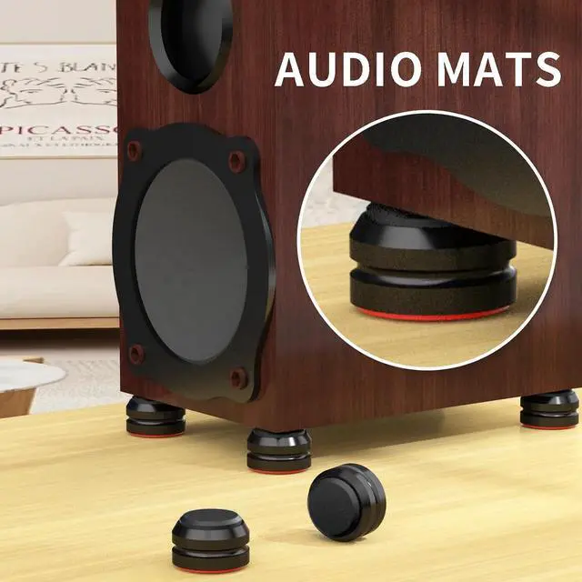 Alt view image 4 of 5 - Audio Speaker Aluminum/Silicone Isolation Feet Turntable Damper Vibration Stopper Stand Absorption Shock Pad for Amplifier Preamp DAC Devices 4Pcs (Black, 1.73"x1.18")