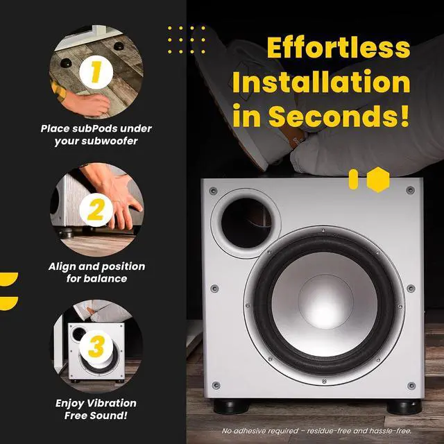 Alt view image 5 of 7 - subPods Subwoofer Isolation Feet, 4PCs Enhance Sound Clarity and Prevent Vibrations for Home & Studio Subwoofers