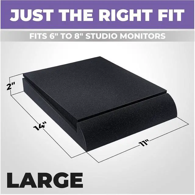 Alt view image 2 of 5 - Studio Monitor Sound Isolation Pads - 6"-8" High-Density Foam Pads Prevent Vibrations - Angled Speaker Riser