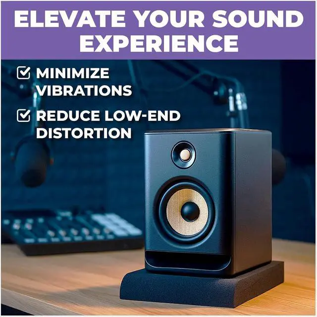 Alt view image 5 of 5 - Studio Monitor Sound Isolation Pads - 6"-8" High-Density Foam Pads Prevent Vibrations - Angled Speaker Riser