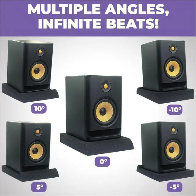 Alt view image 4 of 5 - Studio Monitor Sound Isolation Pads - 6"-8" High-Density Foam Pads Prevent Vibrations - Angled Speaker Riser