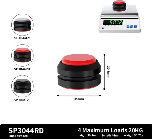 Alt view image 3 of 6 - Aluminum/Silicone Audio Speaker Isolation Feet Gray, 1.73"x1.18" (4-Pcs)