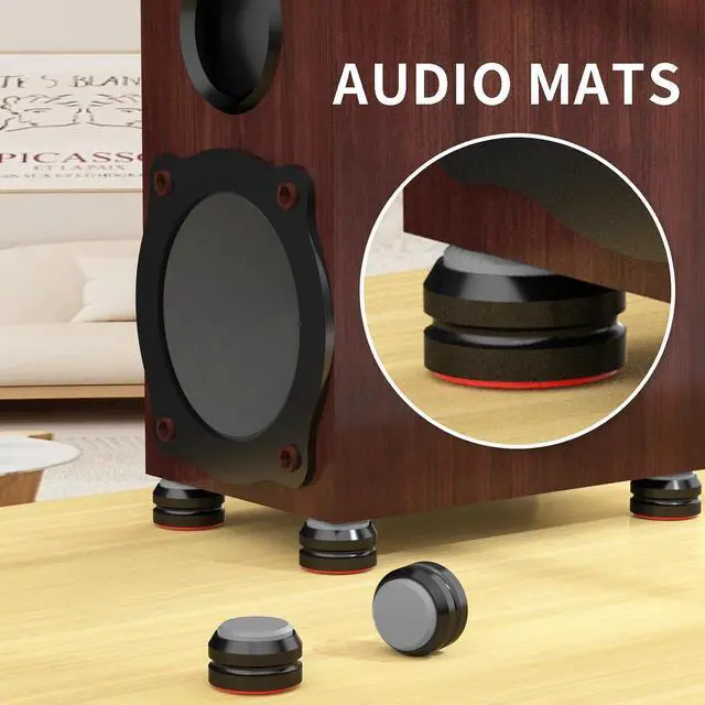 Alt view image 5 of 6 - Audio Speaker Aluminum/Silicone Isolation Feet Turntable Damper Vibration Stopper Stand Absorption Shock Pad for Amplifier Preamp DAC Devices 4Pcs (Gray, 1.73"x1.18")