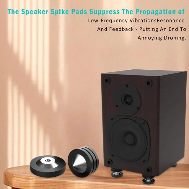 Alt view image 2 of 7 - HiFi Speaker Isolation Feet 49x49mm Speaker Spikes Pads Stainless Steel Audio Feet Speaker Subwoofer Absorber Feet Subwoofer Spikes Pads for Speakers,Subwoofers,CD/DVD Players 4 Set(Black)