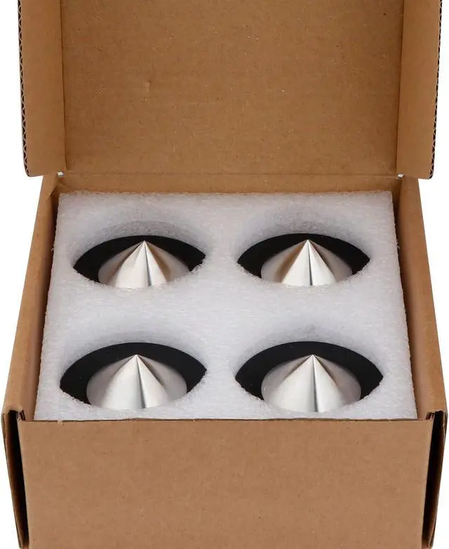 Alt view image 6 of 7 - HiFi Speaker Isolation Feet 49x49mm Speaker Spikes Pads Stainless Steel Audio Feet Speaker Subwoofer Absorber Feet Subwoofer Spikes Pads for Speakers,Subwoofers,CD/DVD Players 4 Set(Black)