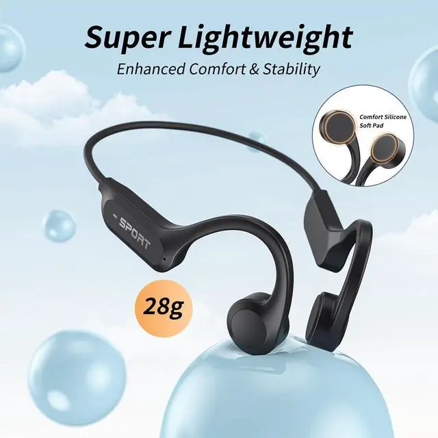 Alt view image 4 of 7 - Bone Conduction Headphones Bluetooth 6.0 Open Ear Wireless with Mic