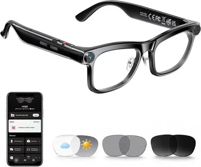 Main image of AI Smart Glasses,13MP Camera, 20H Battery, ChatGPT Translations