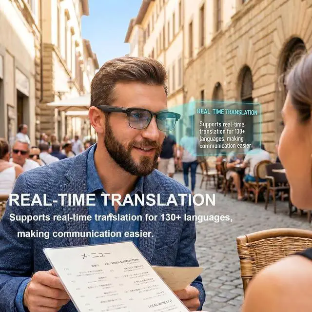 Alt view image 3 of 7 - AI Smart Glasses for Men Women, 4K Camera, Translator, Call & Recorder