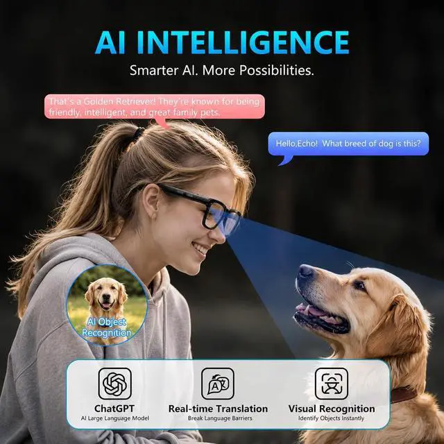Alt view image 5 of 7 - AI Smart Glasses,13MP Camera, 20H Battery, ChatGPT Translations