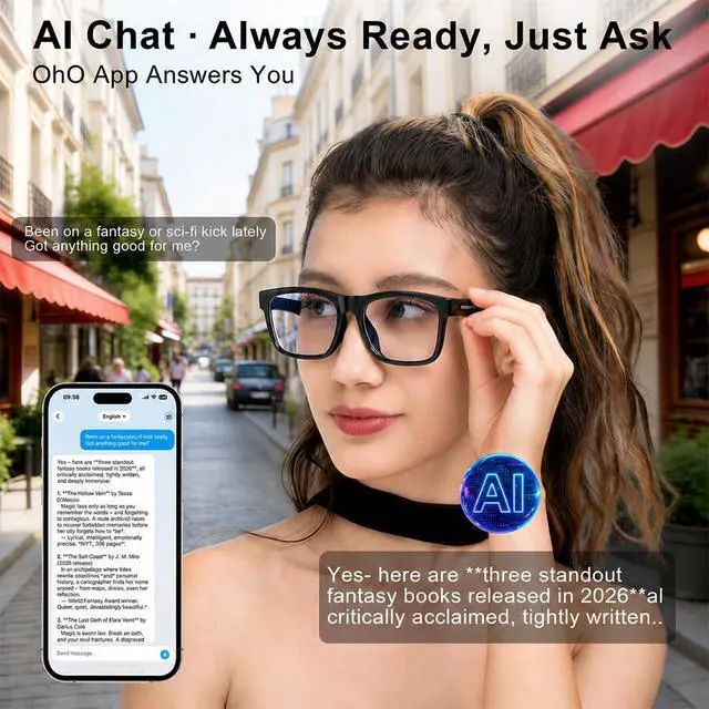 Alt view image 3 of 7 - OhO sunshsine AI Glasses, Bluetooth Audio Sunglasses with 10H Playtime, ChatGPT Translation & Water Resistant Open Ear Glasses